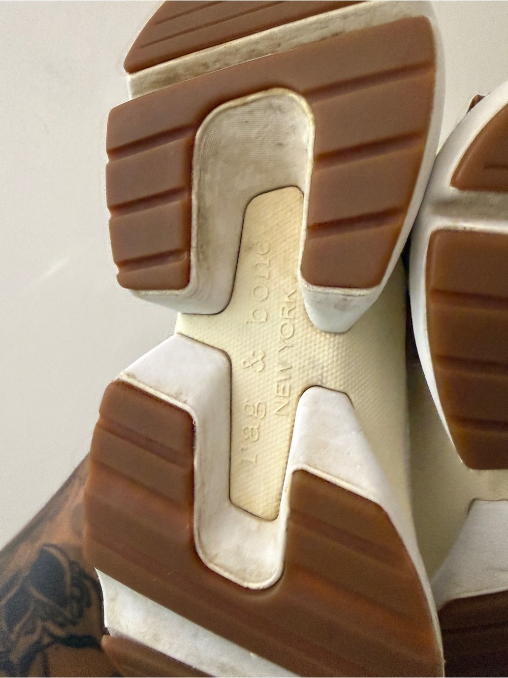 rag & bone White and Tan Low-Top Manston Runner Sneakers - Picture 8 of 14